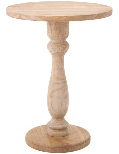 Sellette haute vintage chic Ronde 50 cm Bois de mindi massif Naturel Olmir