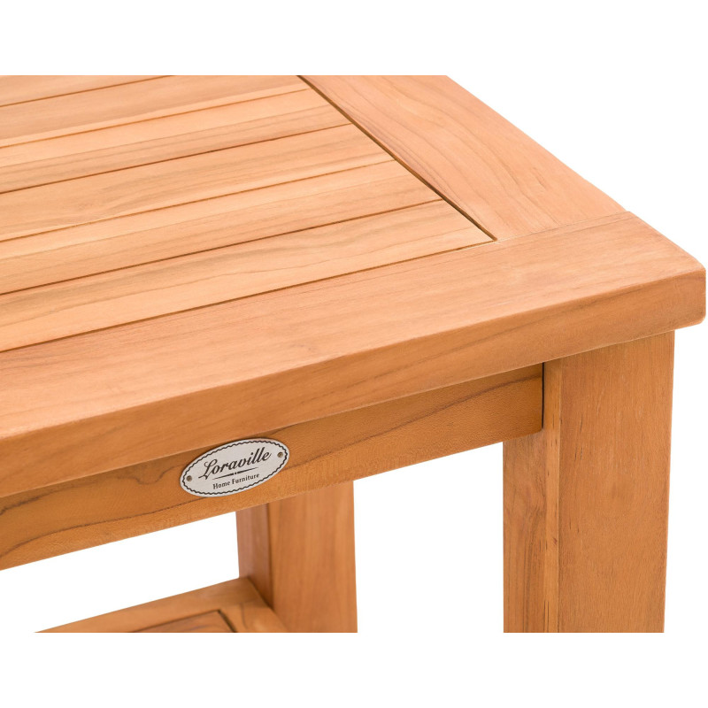 Table basse de jardin Carrée 1 étagère Bois de teck massif Naturel Nelon - 2