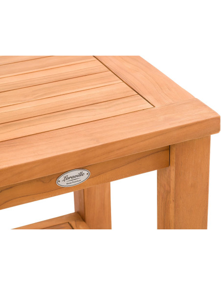 Table basse de jardin Carrée 1 étagère Bois de teck massif Naturel Nelon - 2