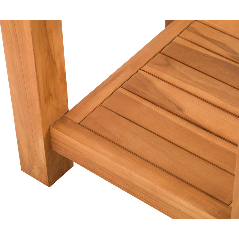 Table basse de jardin Carrée 1 étagère Bois de teck massif Naturel Nelon - 3