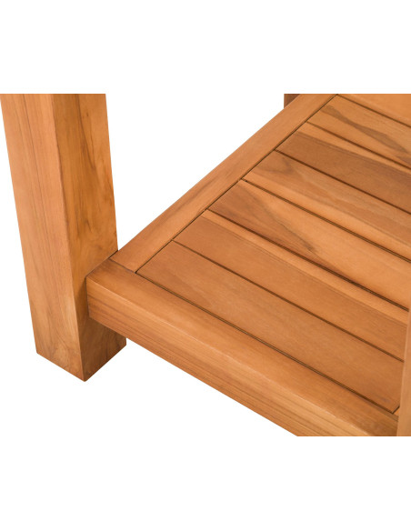 Table basse de jardin Carrée 1 étagère Bois de teck massif Naturel Nelon - 3