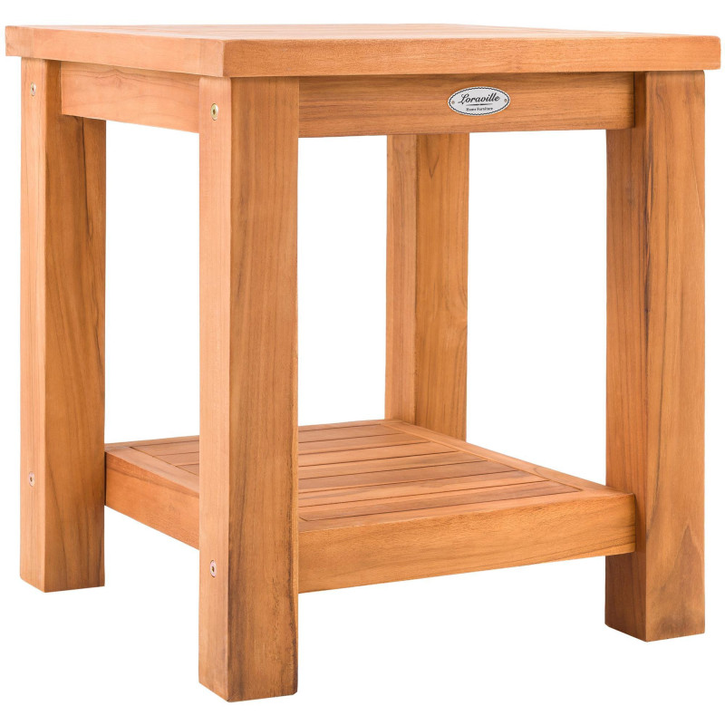 Table basse de jardin Carrée 1 étagère Bois de teck massif Naturel Nelon - 1