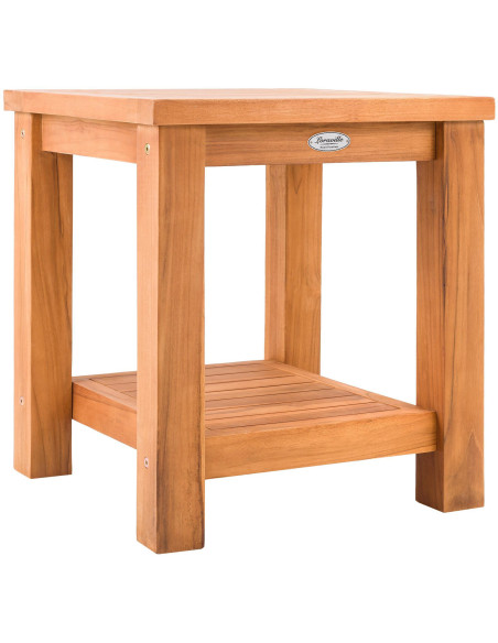 Table basse de jardin Carrée 1 étagère Bois de teck massif Naturel Nelon - 1