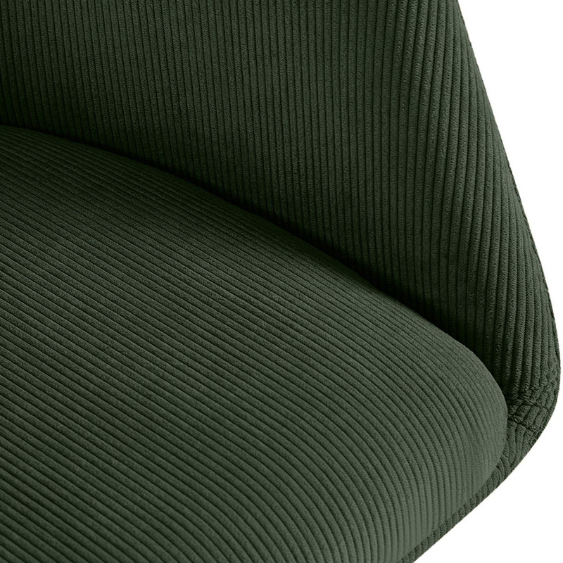 Fauteuil de table pivotant Velours côtelé Vert Métal Noir Mat Azrane - 4