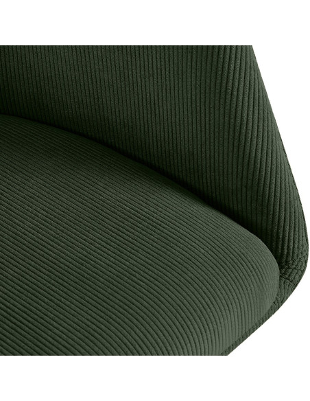 Fauteuil de table pivotant Velours côtelé Vert Métal Noir Mat Azrane - 4