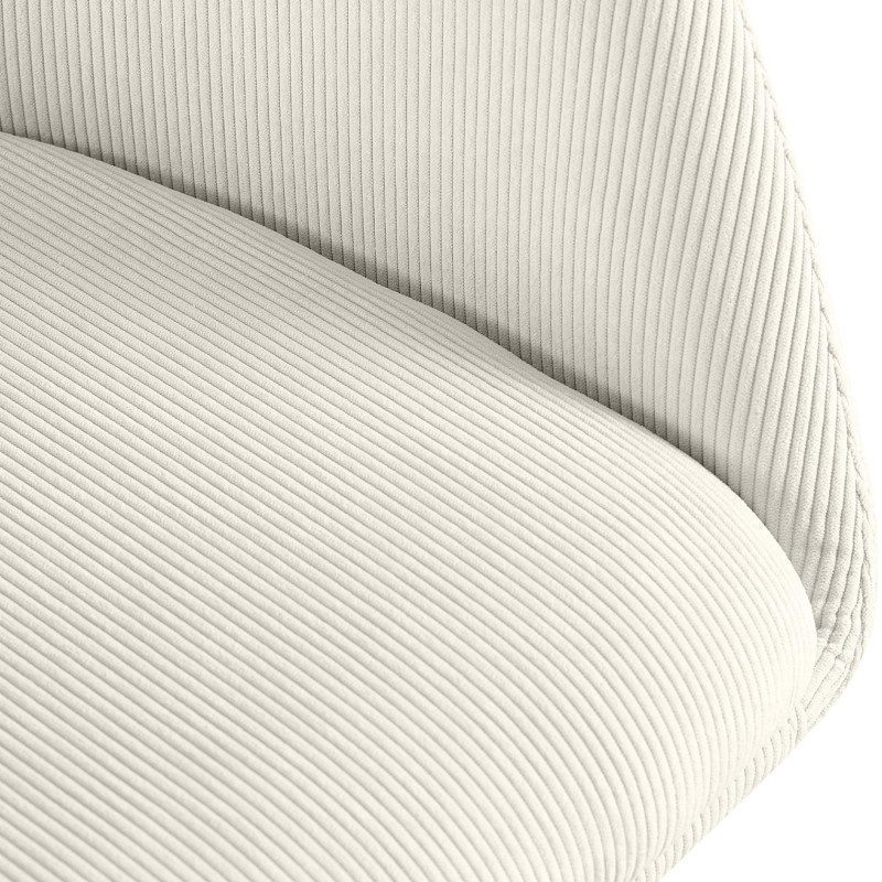 Fauteuil de table pivotant Velours côtelé Blanc crème Métal Noir Mat Azrane - 4