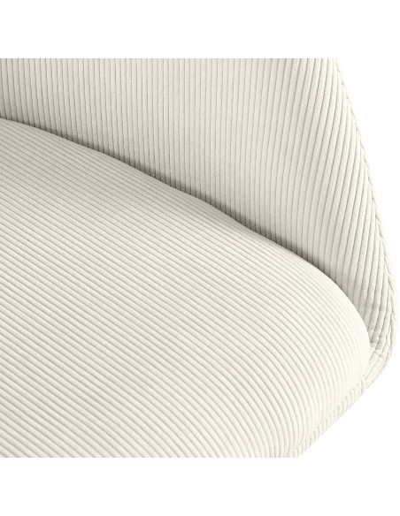 Fauteuil de table pivotant Velours côtelé Blanc crème Métal Noir Mat Azrane - 4