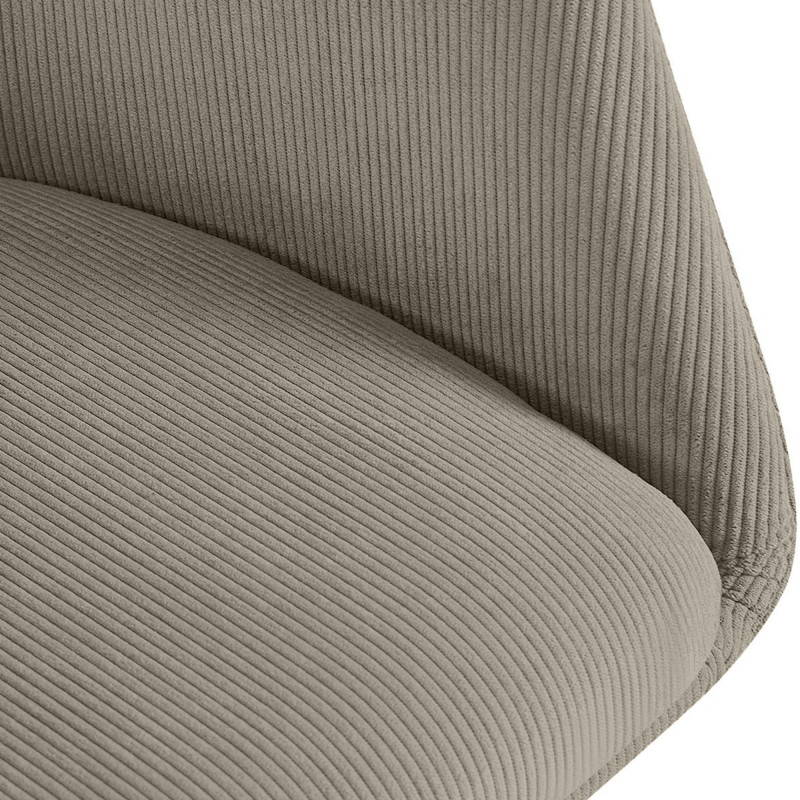 Fauteuil de table pivotant Velours côtelé Taupe Métal Noir Mat Azrane - 4