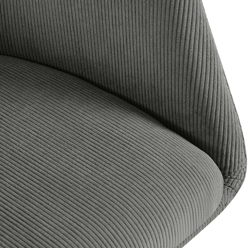 Fauteuil de table pivotant Velours côtelé Gris Métal Noir Mat Azrane - 4