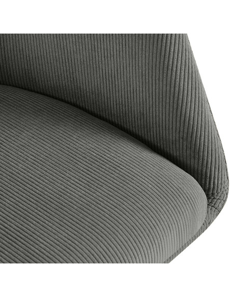Fauteuil de table pivotant Velours côtelé Gris Métal Noir Mat Azrane - 4