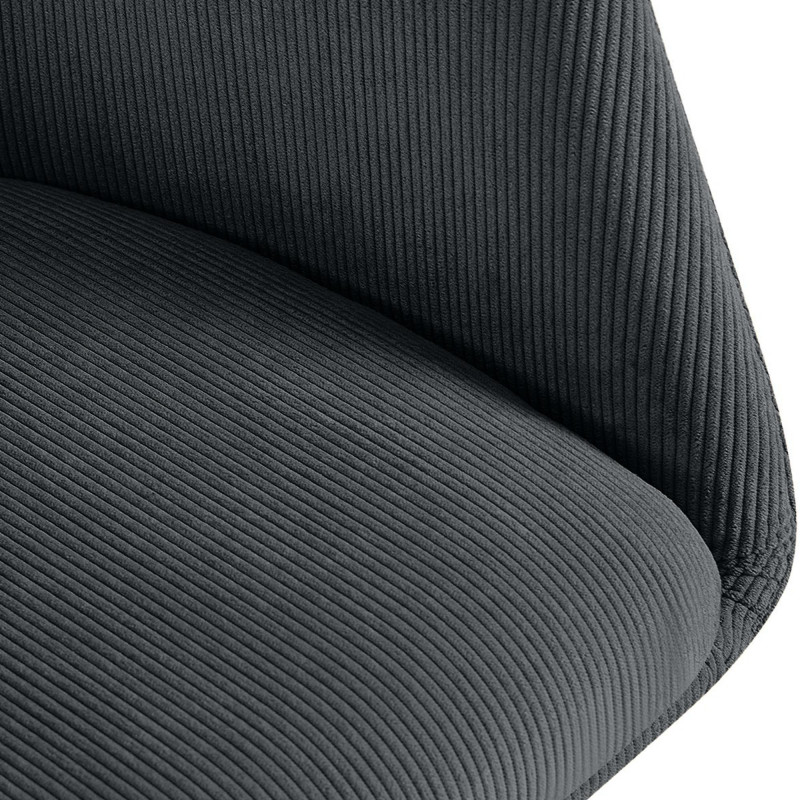 Fauteuil de table pivotant Velours côtelé Noir Métal Noir Mat Azrane - 4