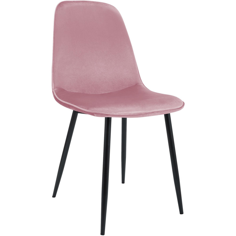 Chaise moderne minimaliste Velours Rose Métal Noir Mat Erony - 1