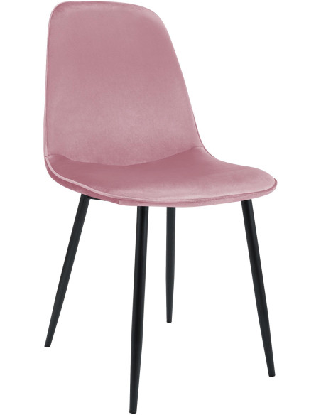 Chaise moderne minimaliste Velours Rose Métal Noir Mat Erony - 1