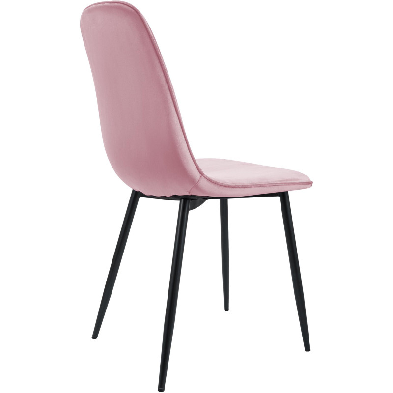 Chaise moderne minimaliste Velours Rose Métal Noir Mat Erony - 2