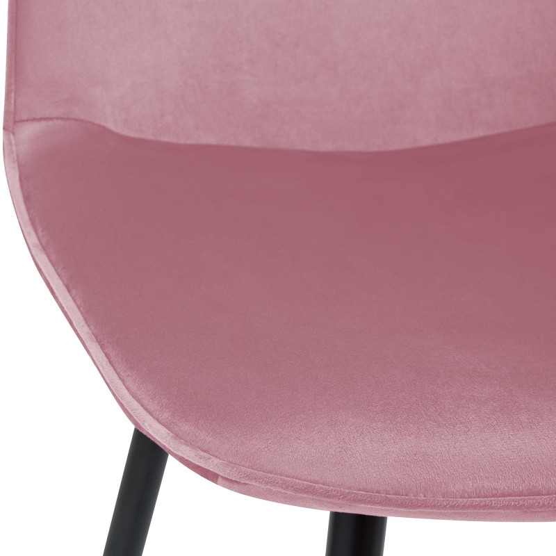 Chaise moderne minimaliste Velours Rose Métal Noir Mat Erony - 3