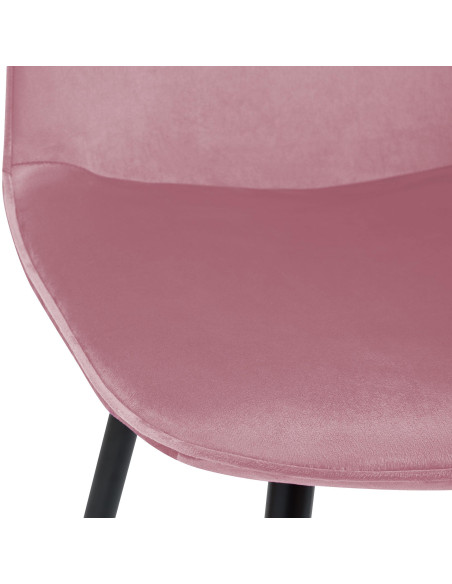 Chaise moderne minimaliste Velours Rose Métal Noir Mat Erony - 3