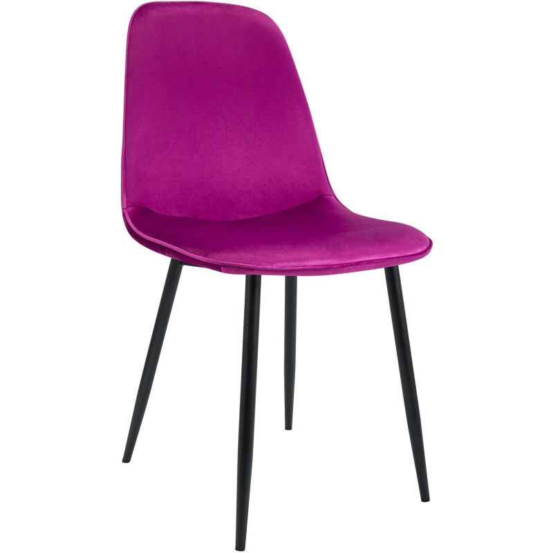 Chaise moderne minimaliste Velours Violet Métal Noir Mat Erony - 1