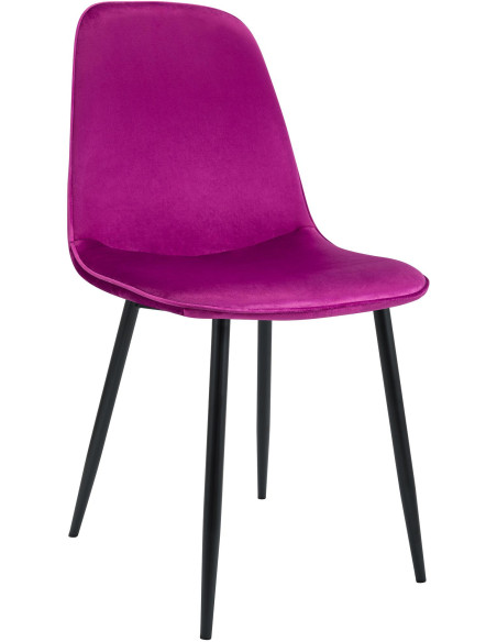 Chaise moderne minimaliste Velours Violet Métal Noir Mat Erony - 1