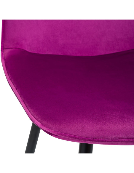 Chaise moderne minimaliste Velours Violet Métal Noir Mat Erony - 3