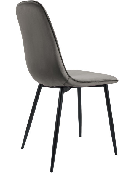 Chaise moderne minimaliste Velours Gris anthracite Métal Noir Mat Erony - 2