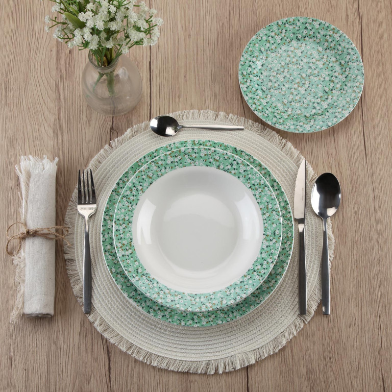 Service De Table Quid Montréal 18 Pièces Porcelaine Pour 6 Personnes - Assiettes Plates, Creuses Et à Dessert - Style Classique Et Intemporel