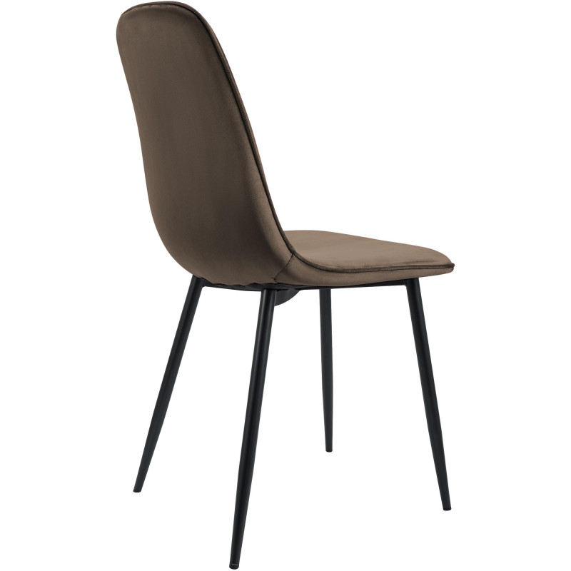 Chaise moderne minimaliste Velours Marron Métal Noir Mat Erony - 2