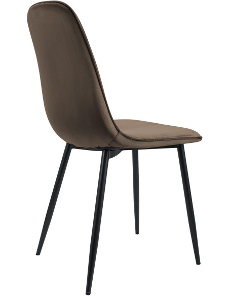 Chaise moderne minimaliste Velours Marron Métal Noir Mat Erony - 2