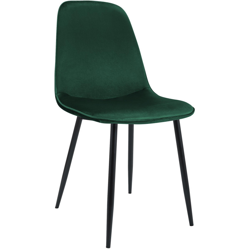 Chaise moderne minimaliste Velours Vert Métal Noir Mat Erony - 1