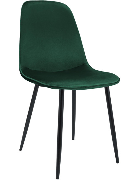 Chaise moderne minimaliste Velours Vert Métal Noir Mat Erony - 1