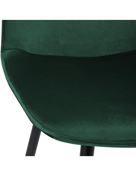 Chaise moderne minimaliste Velours Vert Métal Noir Mat Erony - 3