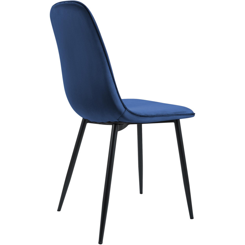 Chaise moderne minimaliste Velours Bleu foncé Métal Noir Mat Erony - 2
