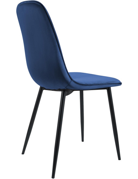 Chaise moderne minimaliste Velours Bleu foncé Métal Noir Mat Erony - 2
