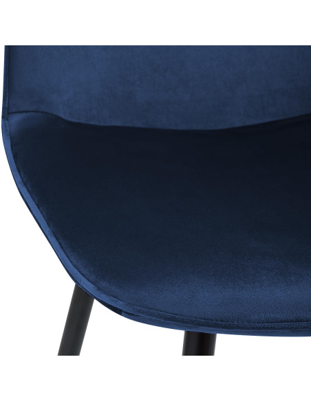 Chaise moderne minimaliste Velours Bleu foncé Métal Noir Mat Erony - 3