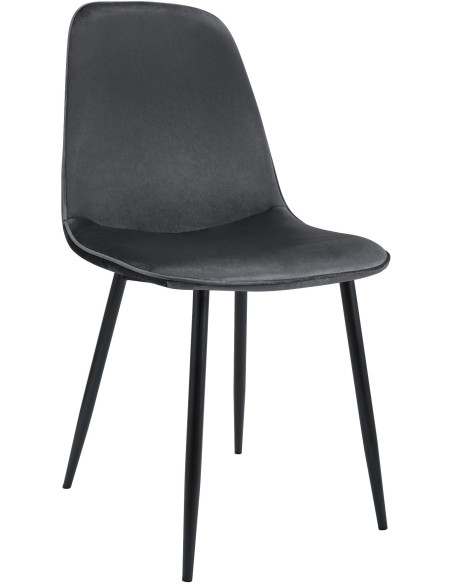 Chaise moderne minimaliste Velours Gris foncé Métal Noir Mat Erony - 1
