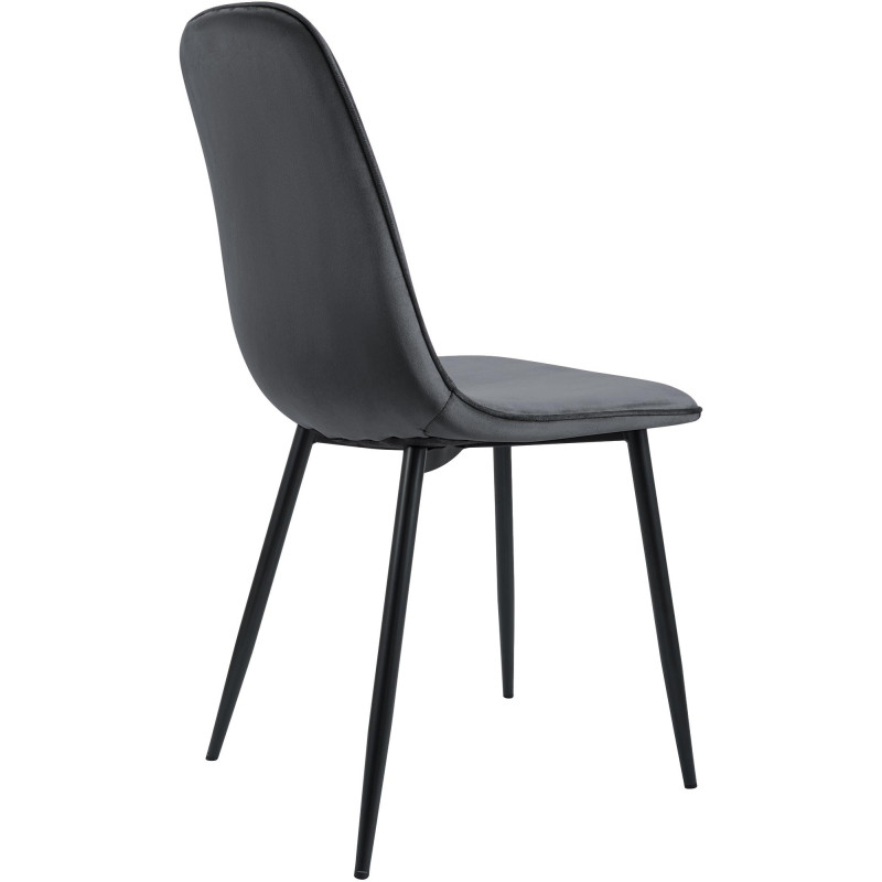 Chaise moderne minimaliste Velours Gris foncé Métal Noir Mat Erony - 2
