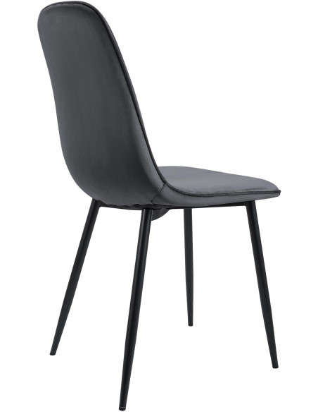 Chaise moderne minimaliste Velours Gris foncé Métal Noir Mat Erony - 2