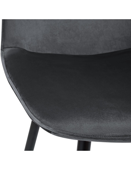 Chaise moderne minimaliste Velours Gris foncé Métal Noir Mat Erony - 3