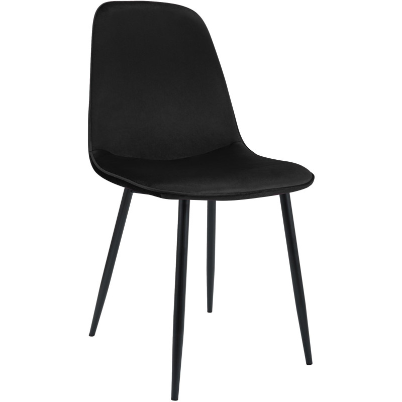 Chaise moderne minimaliste Velours Noir Métal Noir Mat Erony - 1