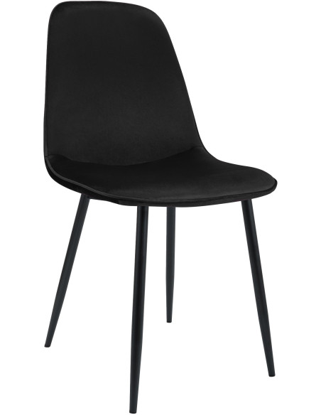 Chaise moderne minimaliste Velours Noir Métal Noir Mat Erony - 1
