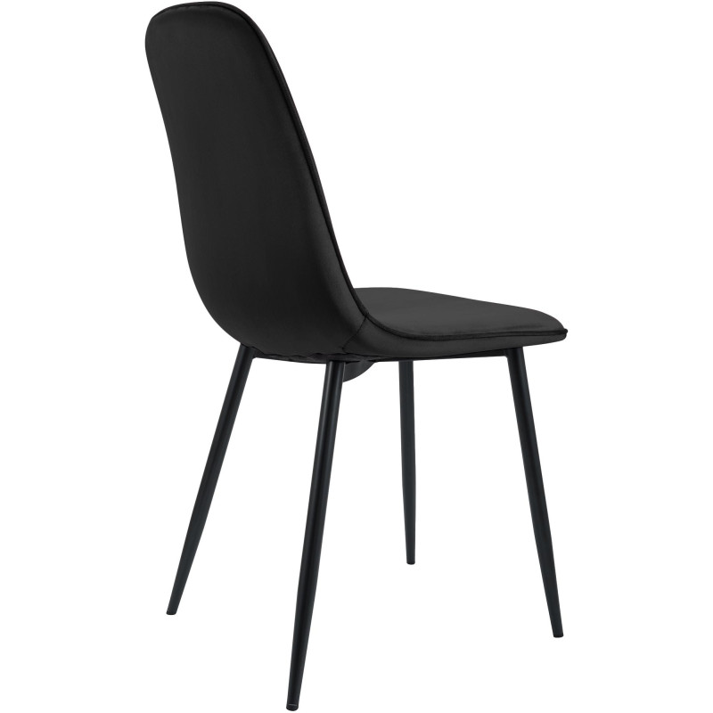 Chaise moderne minimaliste Velours Noir Métal Noir Mat Erony - 2