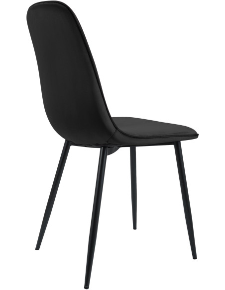 Chaise moderne minimaliste Velours Noir Métal Noir Mat Erony - 2