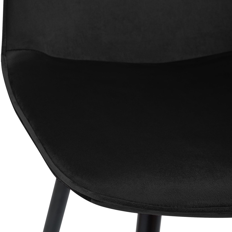 Chaise moderne minimaliste Velours Noir Métal Noir Mat Erony - 3