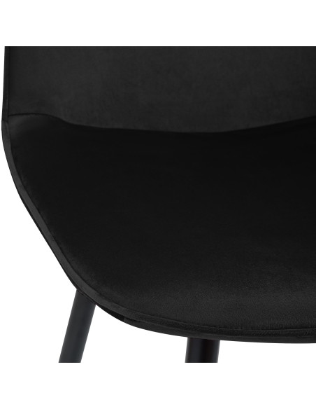 Chaise moderne minimaliste Velours Noir Métal Noir Mat Erony - 3