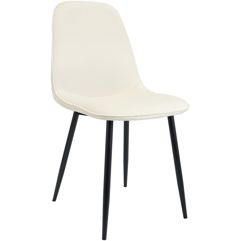 Chaise moderne minimaliste Velours Blanc crème Métal Noir Mat Erony - 1