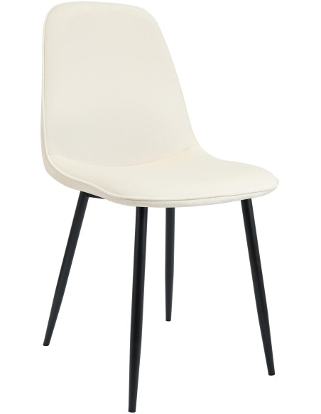 Chaise moderne minimaliste Velours Blanc crème Métal Noir Mat Erony - 1
