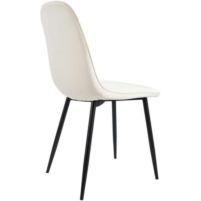 Chaise moderne minimaliste Velours Blanc crème Métal Noir Mat Erony - 2
