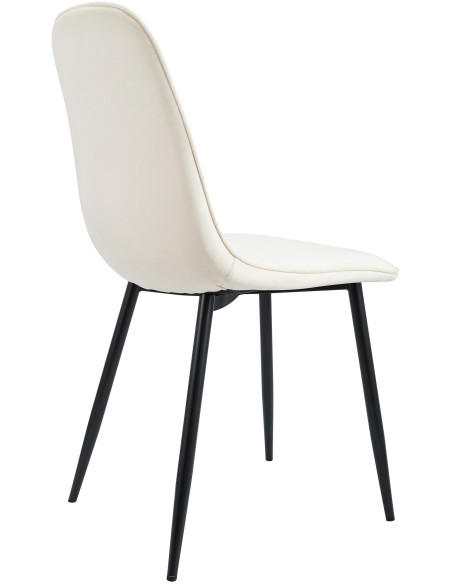 Chaise moderne minimaliste Velours Blanc crème Métal Noir Mat Erony - 2
