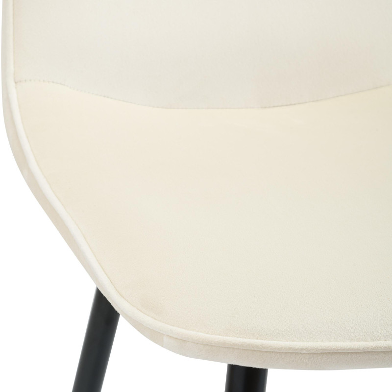 Chaise moderne minimaliste Velours Blanc crème Métal Noir Mat Erony - 3