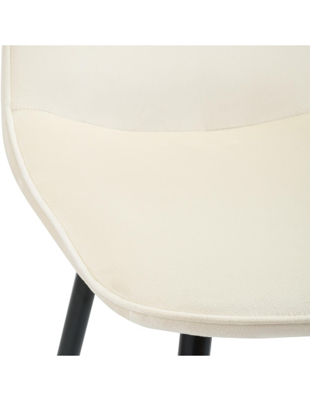 Chaise moderne minimaliste Velours Blanc crème Métal Noir Mat Erony - 3
