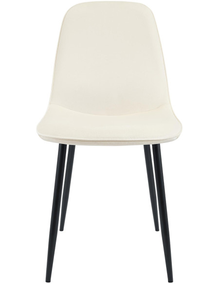 Chaise moderne minimaliste Velours Blanc crème Métal Noir Mat Erony - 4